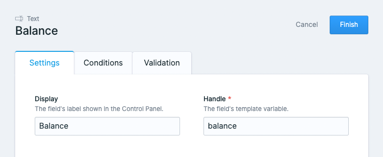 Computed field handle