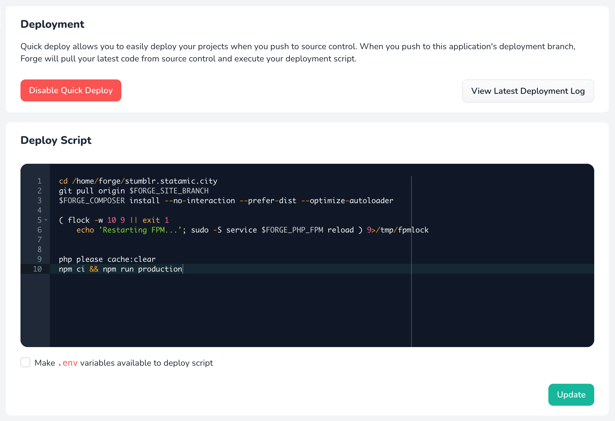 Deployment script example
