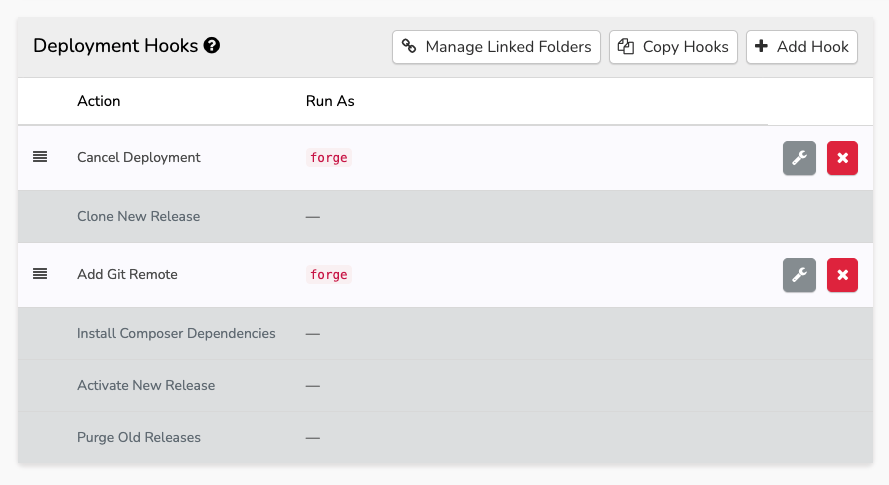 Deployment hook order