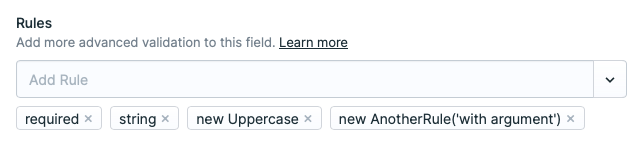 Custom Field validation rules