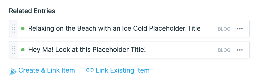 Screenshot of Entries