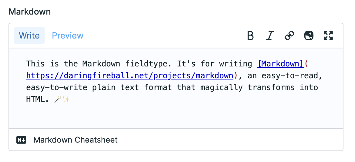 Screenshot of Markdown