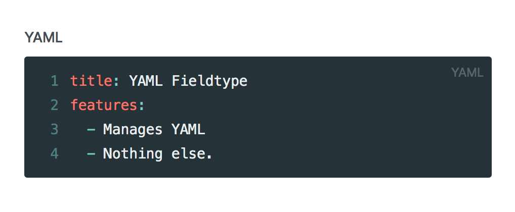 Screenshot of YAML
