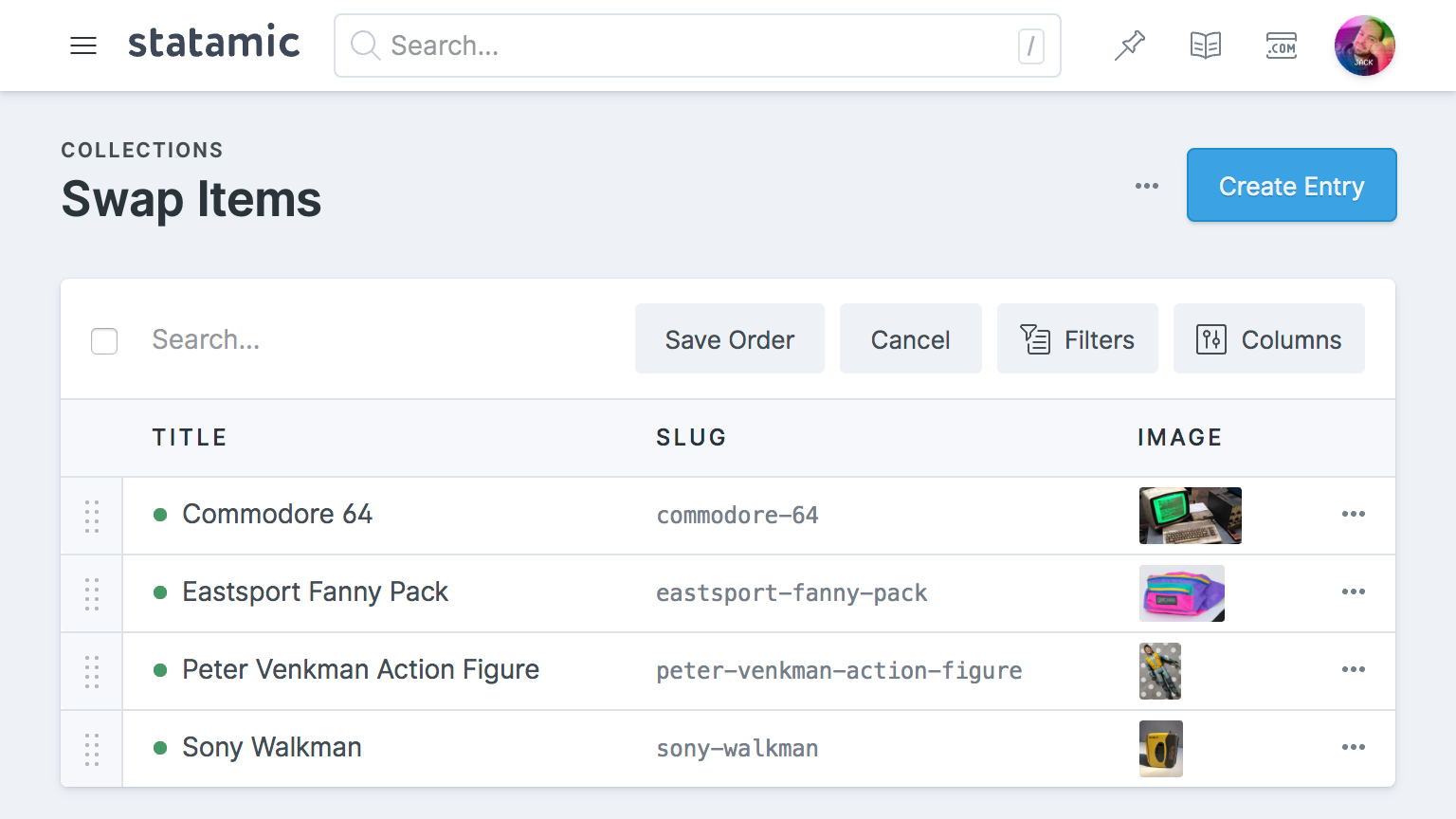 An orderable collection with max depth of 1