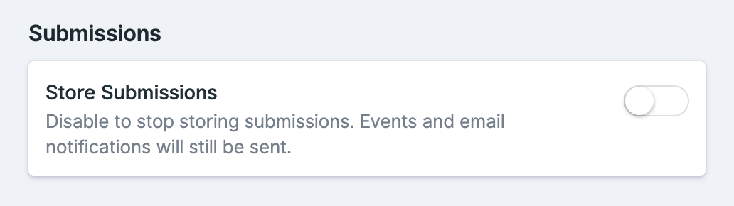 Form submission storage disabled