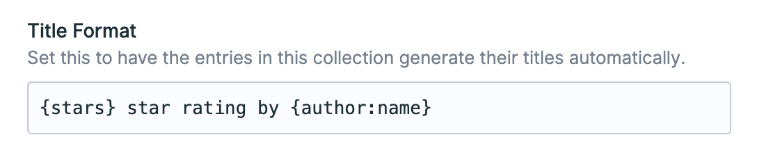 Entry Title Format Setting